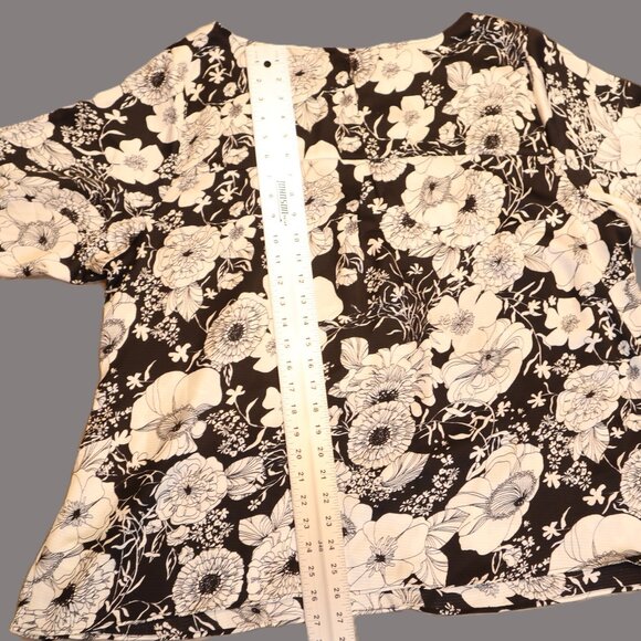 Talbots Floral 3/4 Sleeve Blouse – Black/White – Plus 3X – NWT - Picture 7 of 9